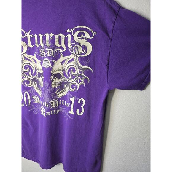 Sturgis Skull Shirt Mens Purple XL 2013 Black Hills Rally Motorcycle Tee - Picture 2 of 11